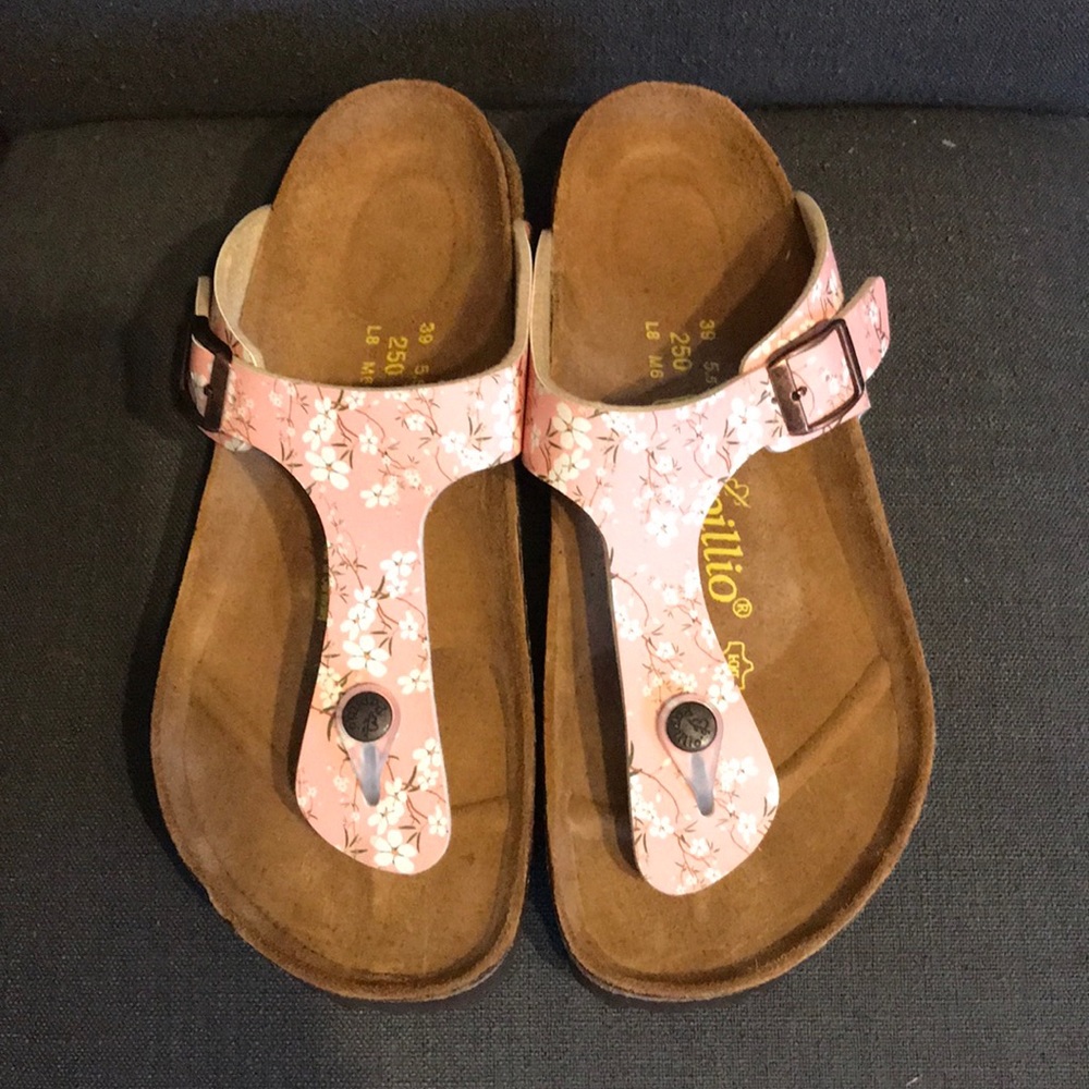 Gizeh Pink Floral Papillo Thong by Birkenstock!